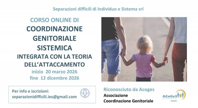 In partenza: corso ONLINE in Coordinazione Genitoriale Sistemica
