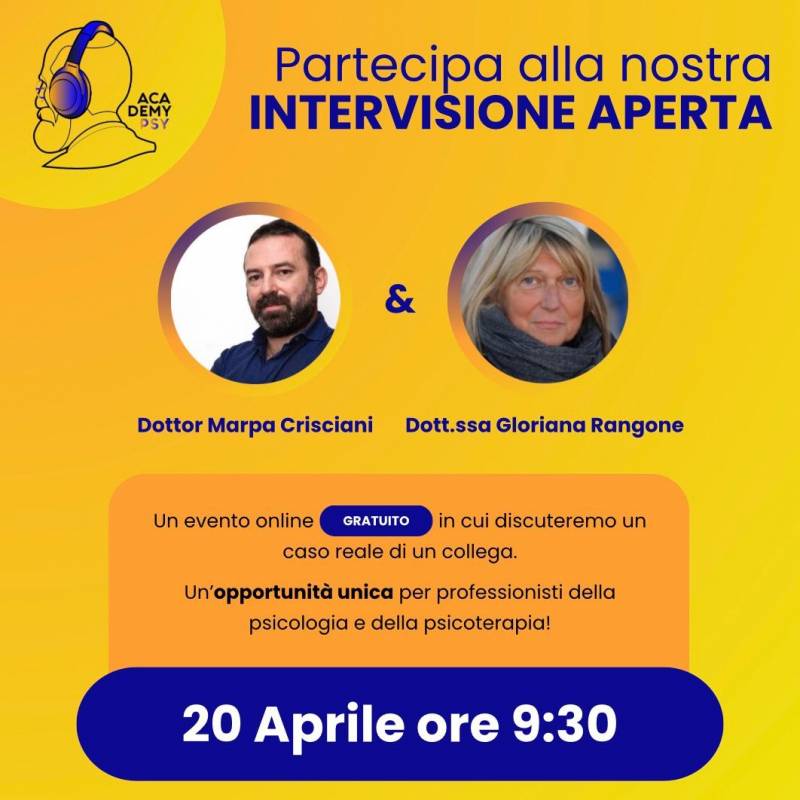 "Intervisione aperta" evento online gratuito con la Dott.ssa Gloriana Rangone e il Dott. Marpa Crisciani