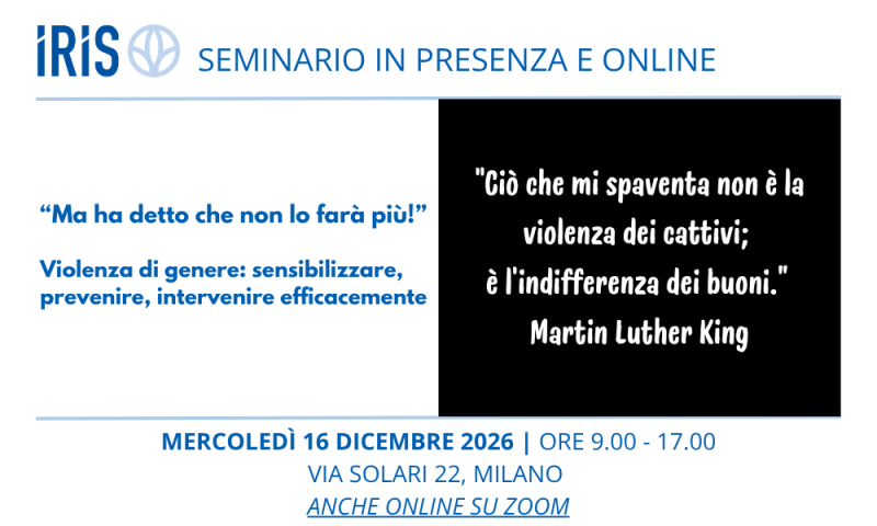 16 dicembre 2026 -  “Ma ha detto che non lo farà più!”  Seminario sulla violenza di genere